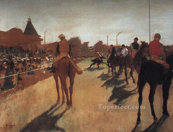 Racehorses in Front of the Grandstand Impressionism Edgar Degas horses Oil Paintings